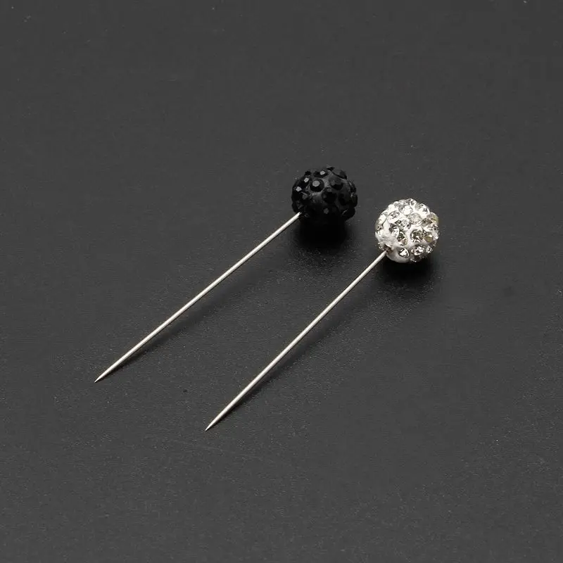 

30Pcs Safety Pin Muslim Hijab Scarf Pin Rhinestone Ball Brooch Straight Head Pin U4LF