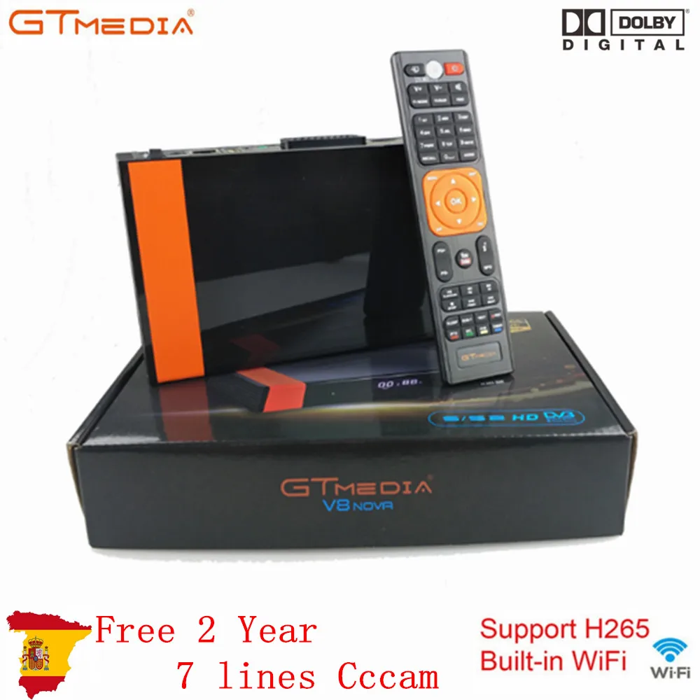 Gtmedia V8 Nova встроенный Wifi H.265 с европейскими 7 линиями Cccam Share сервер для 1 года Европа Испания HD DVB-S2 спутниковый ресивер