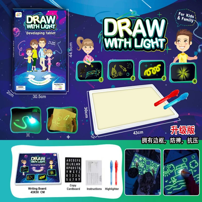 A3A4A5 светодиодный светящийся Рисунок доска Граффити каракули чертеж планшет