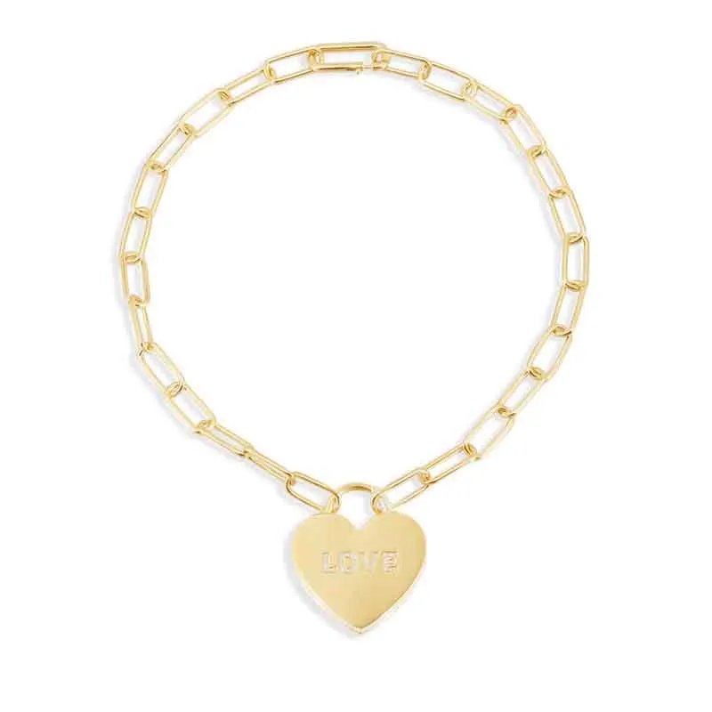 

New Thick Chain Love Pendant Necklace Punk Heart-shaped Design Ins Fashion Steampunk Women's Choker Necklaces Zk30