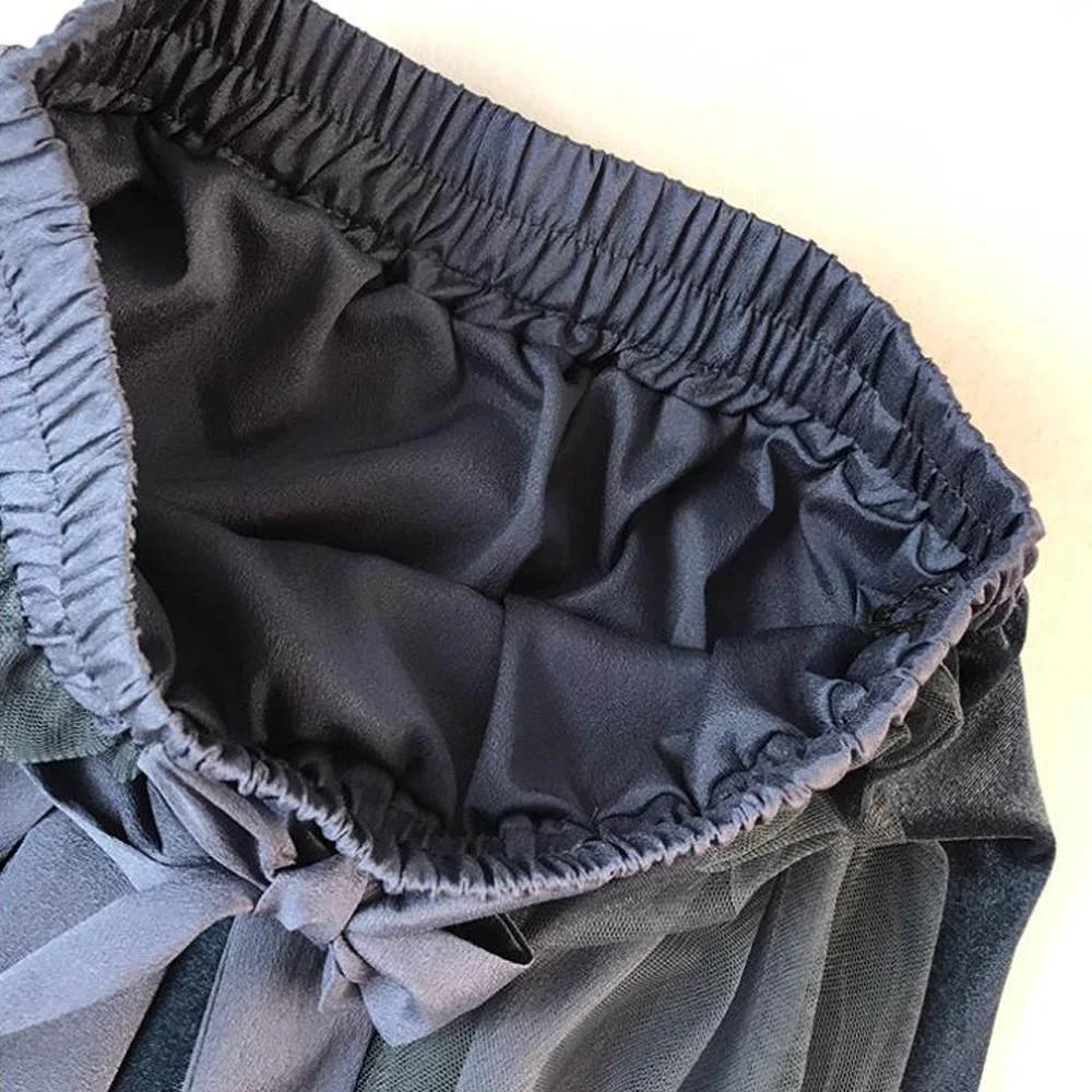 Длинная бархатная фатиновая юбка для женщин Корейская эластичная пышная