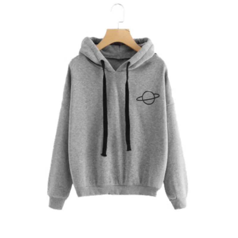 Planet Printed Sweatshirt Hoodie Drawstring Hooded Top Long Sleeve Womens Sweatshirt dhoody ropa juvenil mujer sweetshirt
