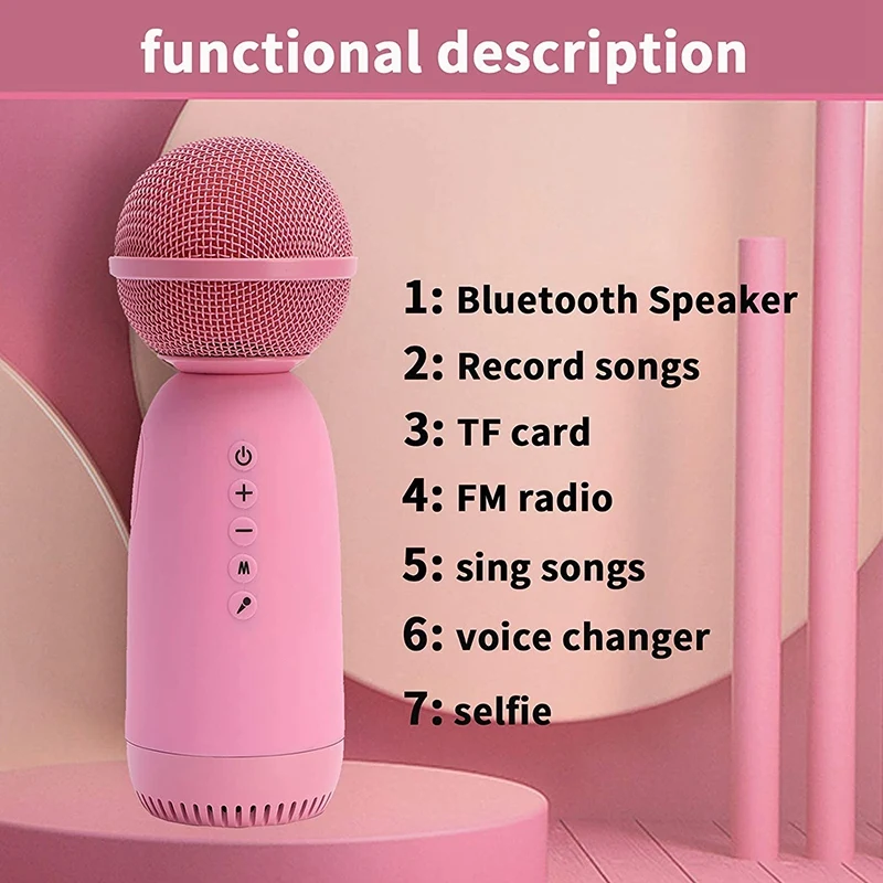 

Wireless Bluetooth Karaoke Microphone Cute Speaker Handheld Microphone Player Singing Recorder Portable Mic