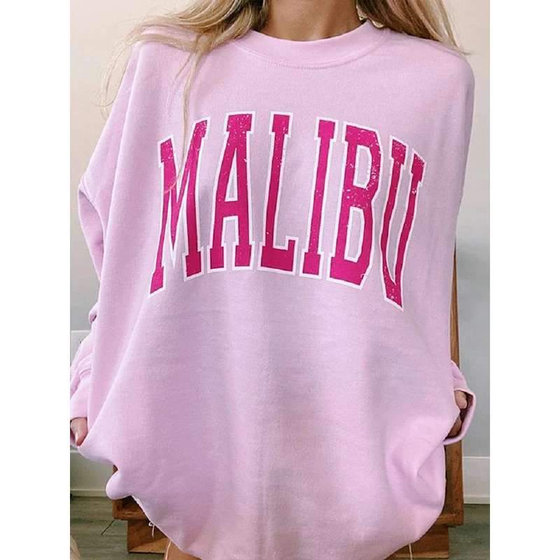 

Женская винтажная Толстовка с длинным рукавом и надписью, большого размера