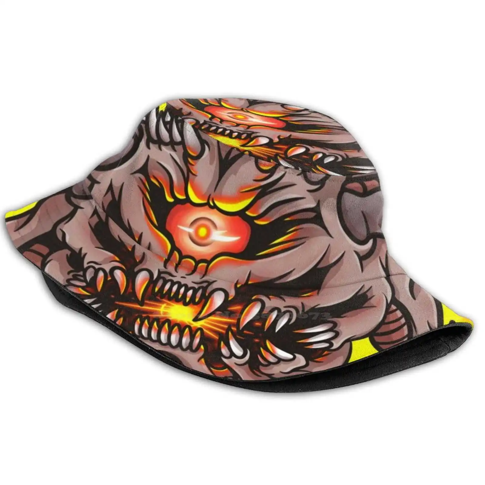 

Панама с УФ-защитой от боли для мужчин и женщин, складная шапка с мультяшным рисунком, огненный, ад, демон, вечная 2 ловушка, дробовик, убивает ...