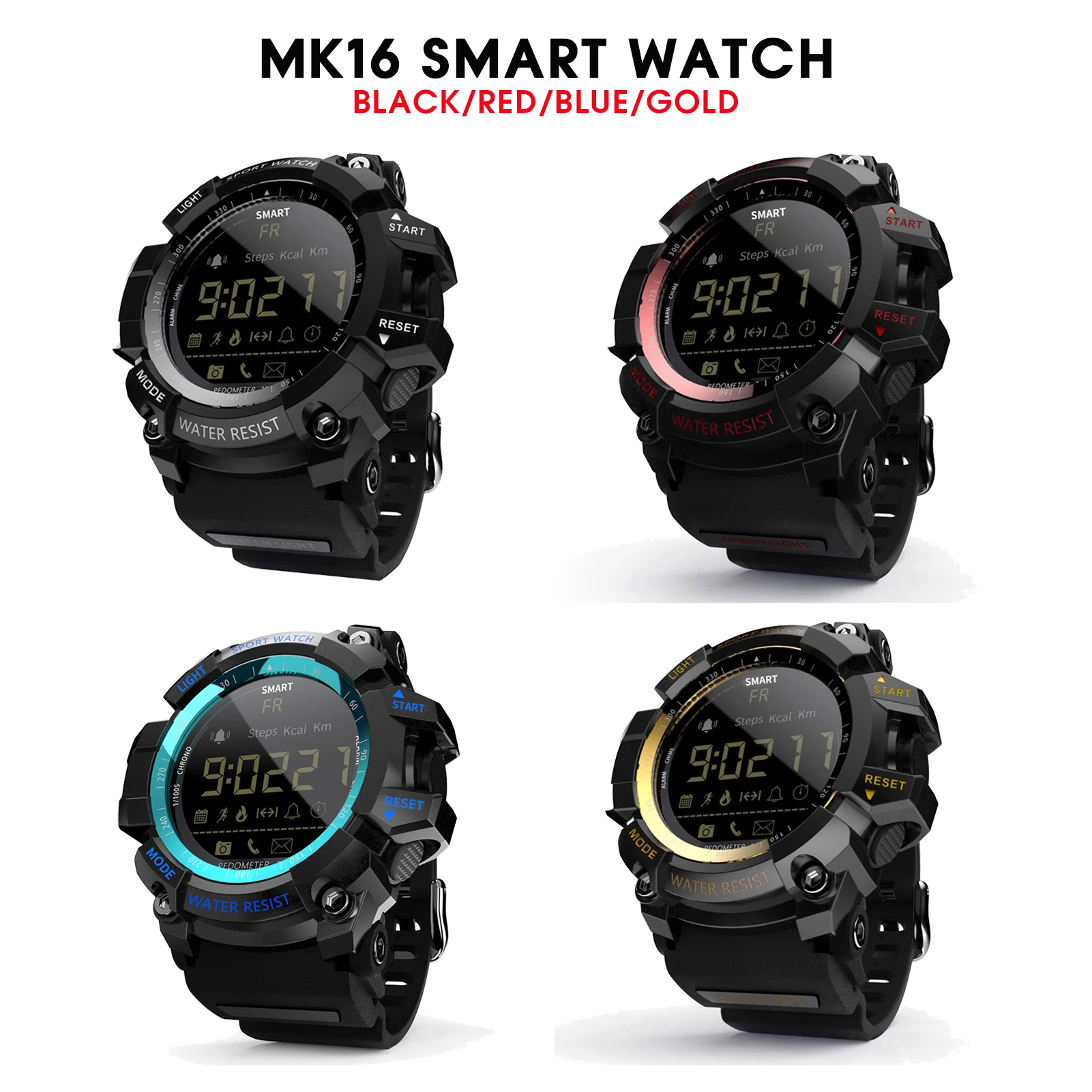 LOKMAT MK16 спортивные умные часы Bluetooth цифровые мужские Шагомер IP68 Водонепроницаемые