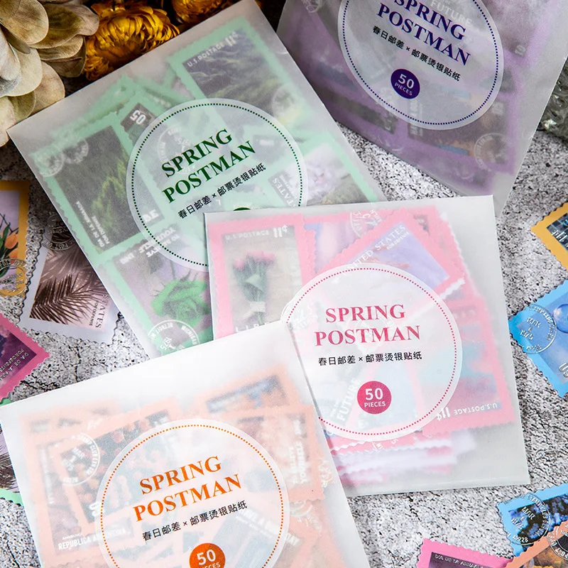 

8 Bags Mixed Total 400PCS Vintage Stamps Fashion Stickers Set 34mm*45mm DIY Journal Scrapbooking Stationery Sticker Supplies