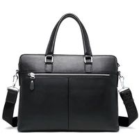 bison denim black business casual men briefcase bag genuine leather cowskin handbag large capacity laptop messenger bags