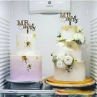 Акриловые топперы Mr  Mrs для торта с цветами и надписью Love, золотистый Топпер для торта на свадьбу, годовщину, Фотофон