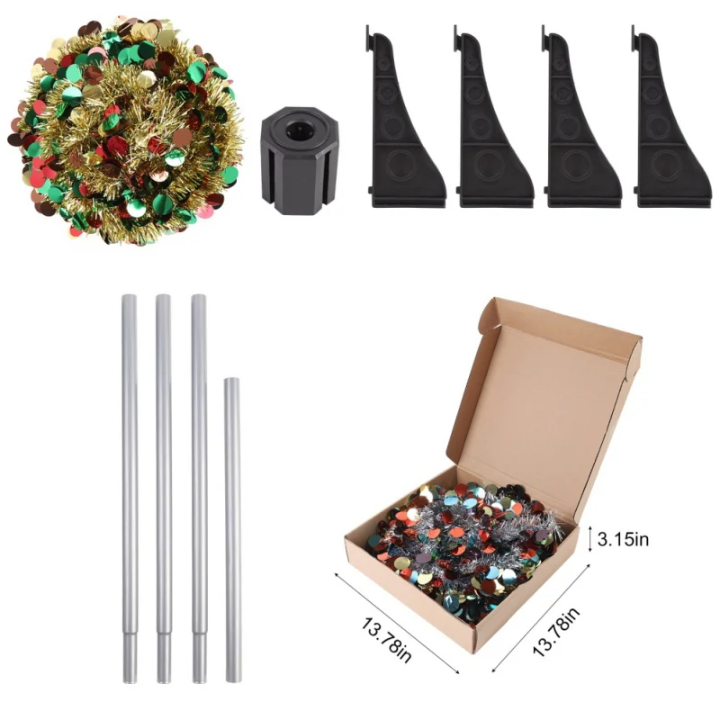 

1.5M DIY Sequin Christmas Decorations Trees Popup Collapsible Tinsel Artificial Christmas Tree With Stand Christmas Tree