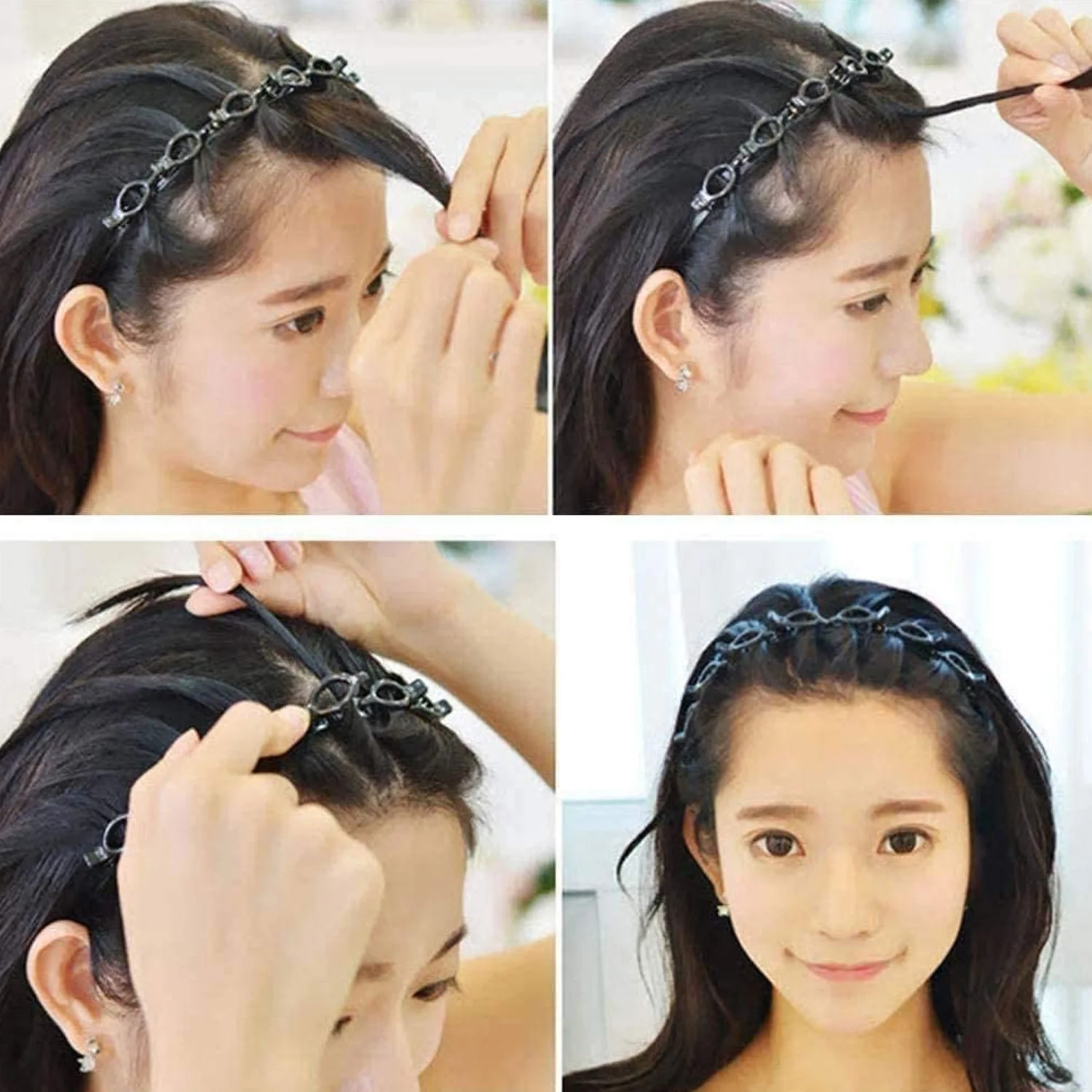 2 шт. двойная челка прическа закрутка шпильки плетеная повязка на голову обруч