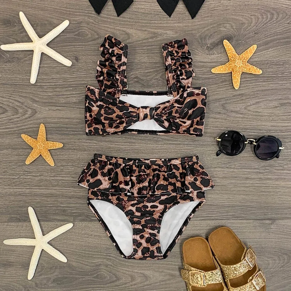 2020 летний детский купальный костюм для маленьких девочек с бантом и оборками на