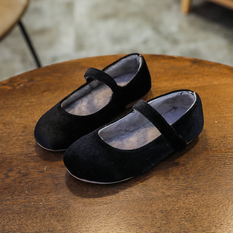 CMSOLO Girls Velvet Mary Jane Shoes Best Sell New Rubber Elegant Princess Dance Shoe Winter Warm Size 21-30 Quality | Детская одежда и