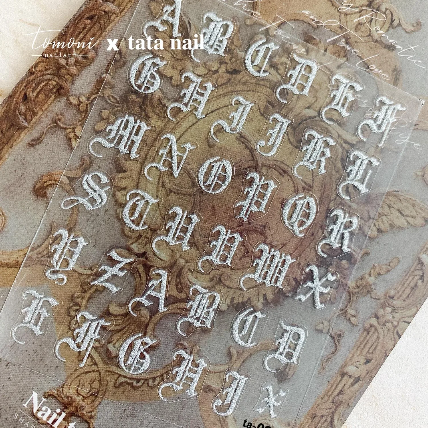 3D Gothic alphabet Nail Art Decorations Foil For Nails Black Letter Stickers Manicure Old English Text Sticker Designer | Красота и
