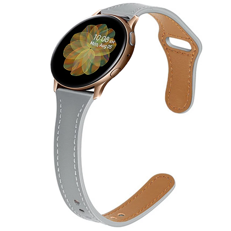 20mm 22mm Slim Leather Strap for Samsung Galaxy Watch 4/4 Classic Band 44mm Galaxy Watch 3 41mm Active 2 Sport 45/40/46mm Correa