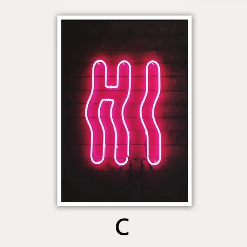 

Bar Decoration Poster Neon Victory Heart Hi Modern Picture Wall Art Canvas Painting Posters and Prints Home Decor Mural Unframed