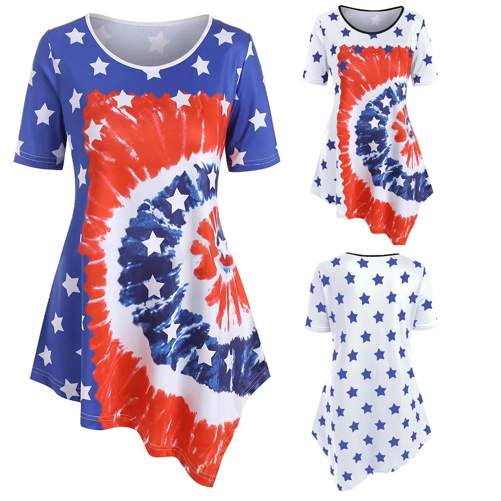 Юбка с рисунком флага США футболка принтом для женщин свободный джемпер в