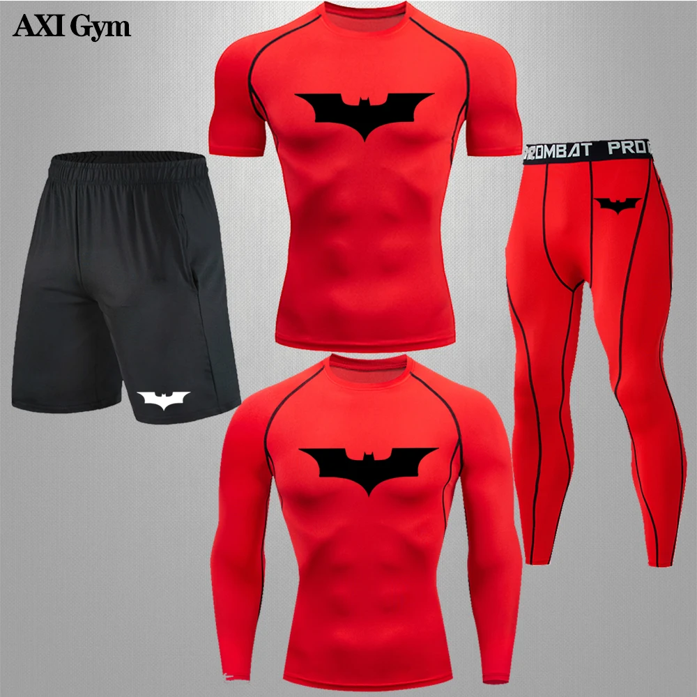 

Men's Running 4 Pcs Fitness Jogging Compression Tight Fitting Suit Basketball Football Training Sportswear Boxing Jiu Jitsu Suit