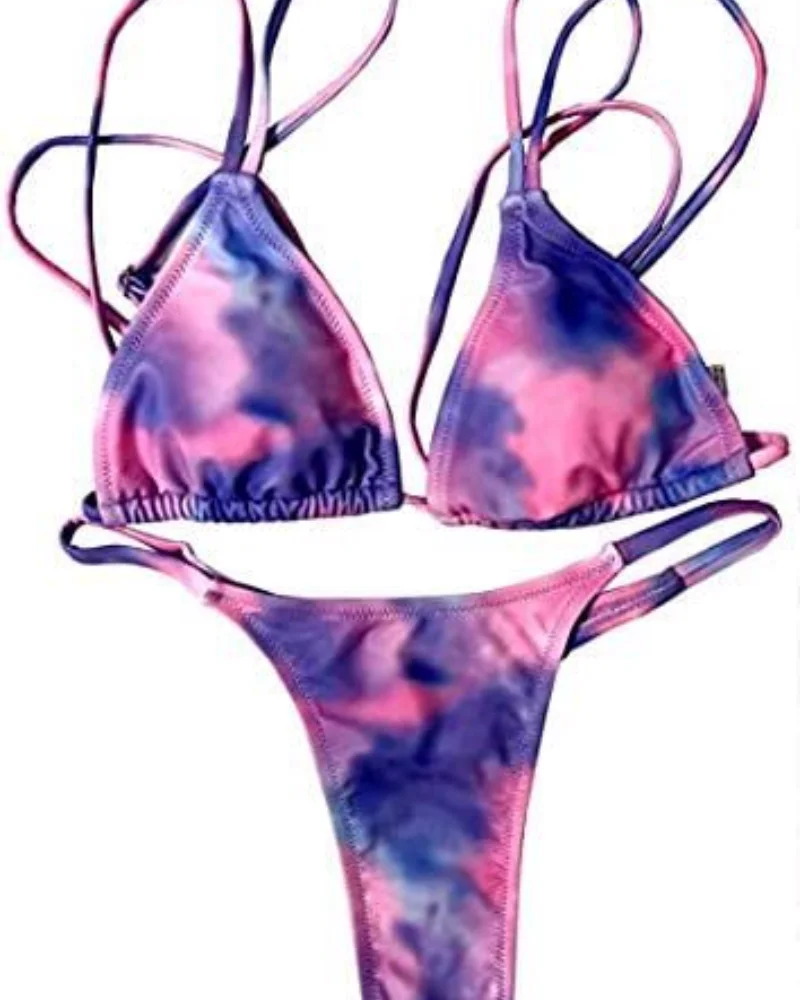 

Sexy Bikinis Woman Push Up Swimsuit 2 Piece Female String Trikini Tie Dye Bathing Suit Push Upbrazilian Vintage Thong Beach Wear