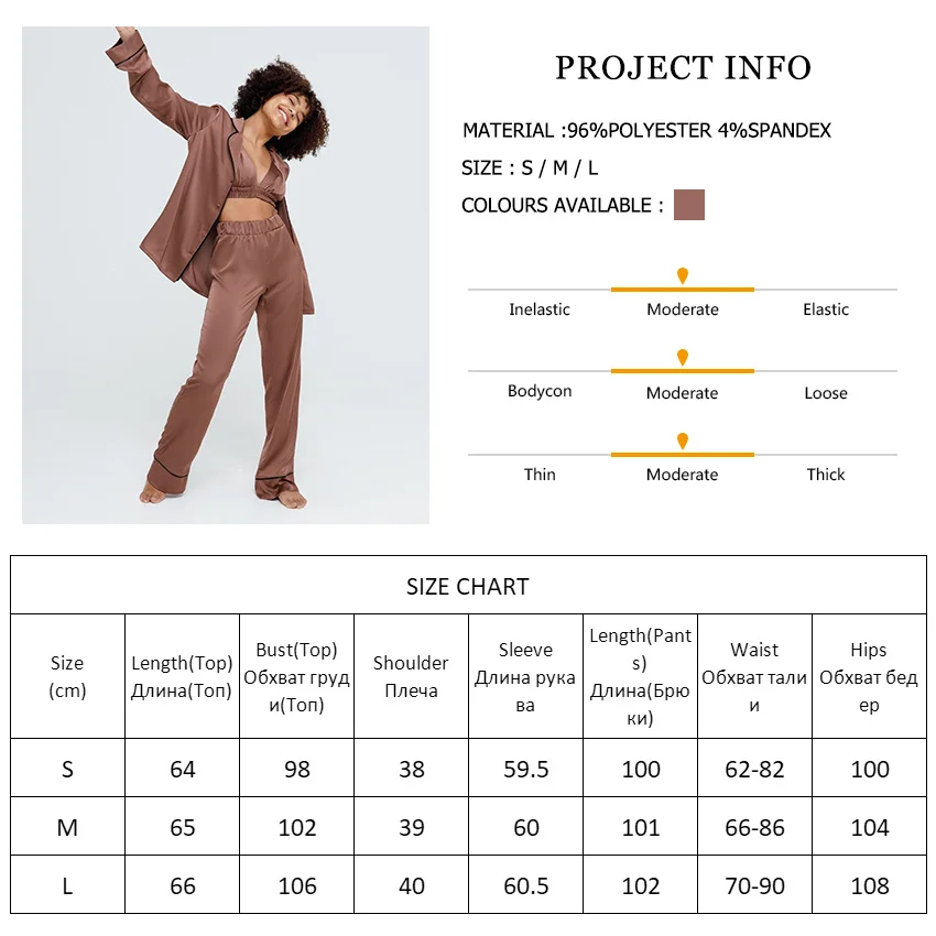 

Turn Down Collar Trouser Suits Sexy Bra Set Woman 3 Pieces Satin Pajamas For Women Nightwear Autumn Suit Nightie