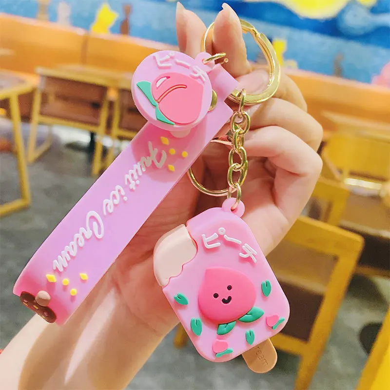 

Girl Heart Simulation 3D Fruit Ice Cream Keychain Creative Bag Car Purse PVC Toy Pendant Han Edition Lovely Personality Gift New