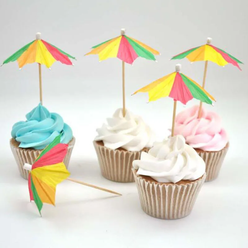

200pcs Cocktail Decorative Mini Umbrella Stick Fruit Picks Summer Tropical Luau Party Hawaiian Beach Theme Party Decor