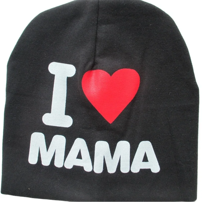 Детская шапка с надписью я люблю мама папа хлопковая Младенцы Малыши Дети