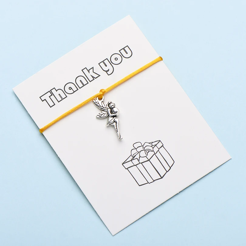 IYOE Wish Card Thank You Чарм "Фея" браслеты для женщин девушек ручной тканый счастливый красный браслет с огранкой и Висячие Подарочные ювелирные изделия