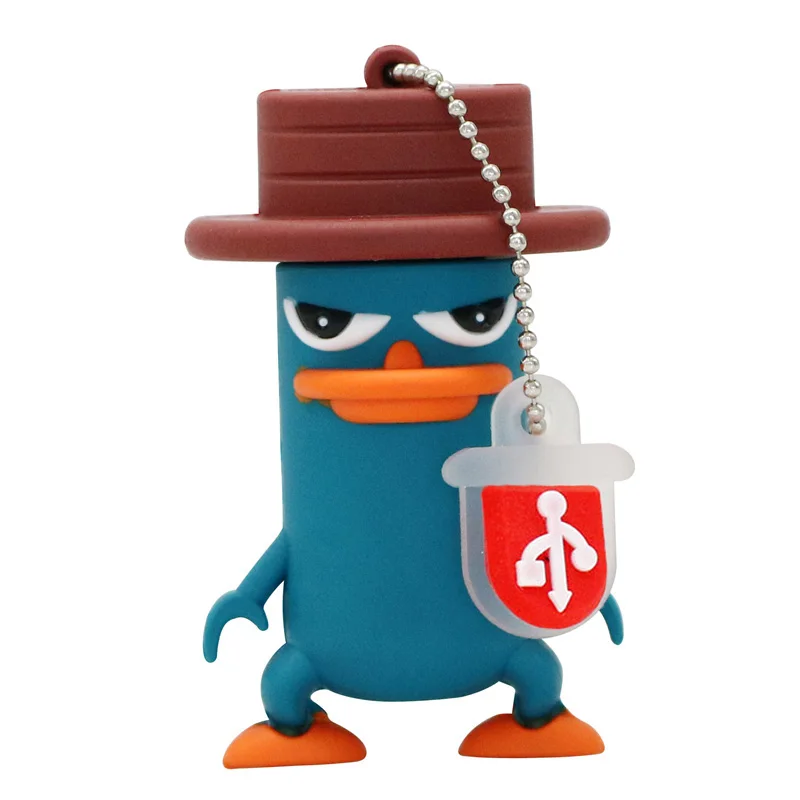 Синий USB флеш-накопитель, флеш-накопитель, Забавный милый Перри, платипус, флеш-память 2,0, флеш-накопитель, u-диск, 4 ГБ, 8 ГБ, 16 ГБ, 32 ГБ, usb-накопитель - Цвет: Синий