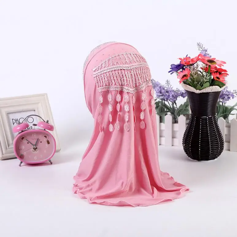 Женский хиджаб мусульманская Шапка тюрбан с бахромой для девочек 1 шт. шапка Amira