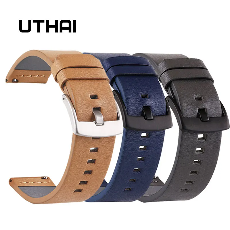 UTHAI ремешок для часов из натуральной кожи Samsung Galaxy Watch 42 46 мм Gear S3 спортивный Quick