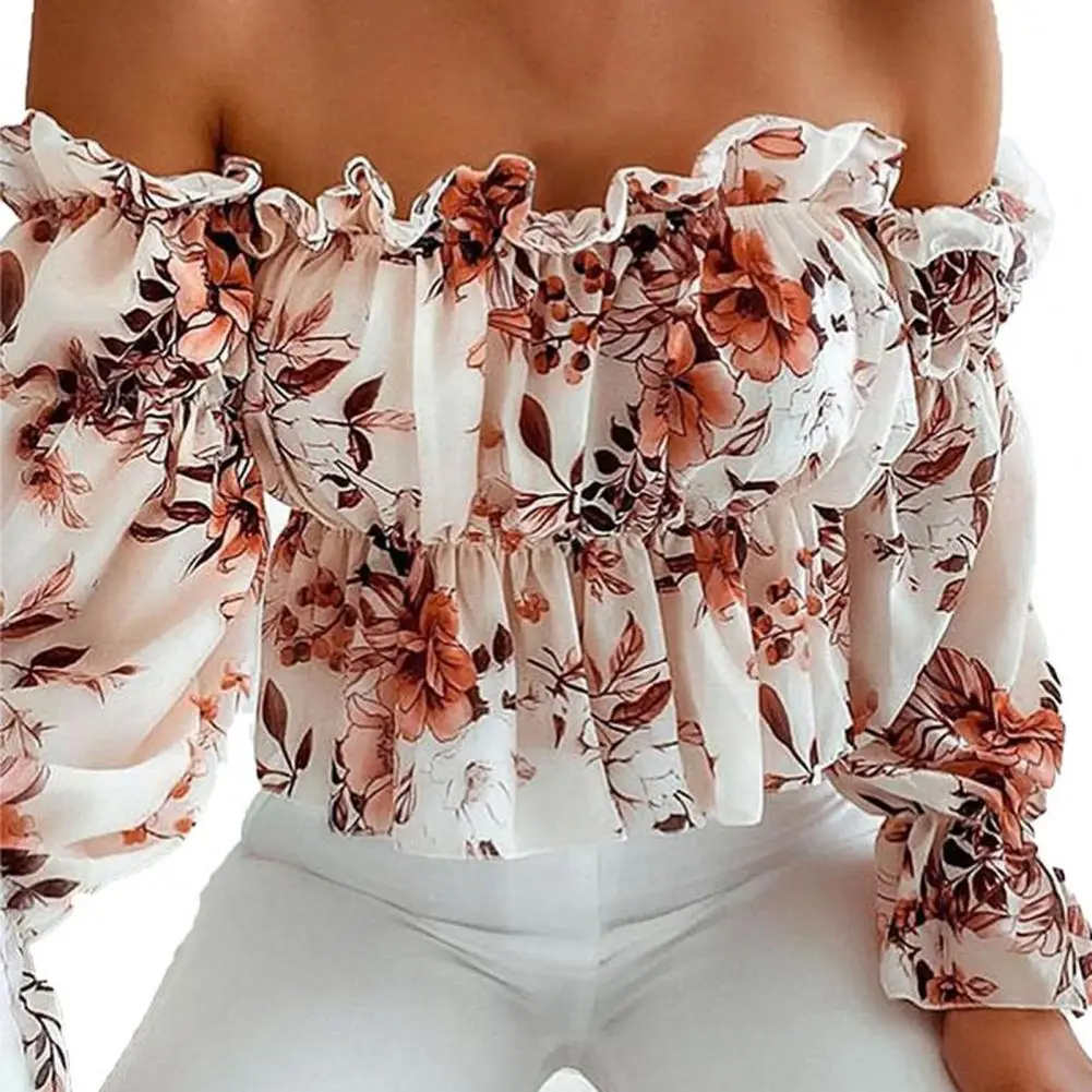 

Hot Sales Women Top Ruffled Design Slim Breathable Summer Comfortable Sweet Printed Top for Daily Wear