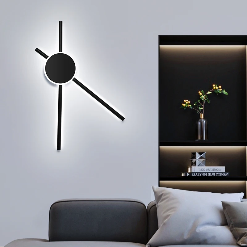 Черный минимализм современный светодиодный настенный светильник креативный для