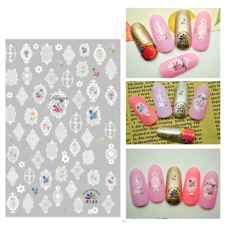 

3D Stickers for Nails Geometry Plaid Flowers Fashion Stickers Autumn Small Adhesive Stickers for Manicure Nail Art Decoration