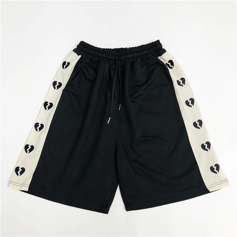 

Summer new style Korean love heart embroidery stitching five-point loose casual shorts women