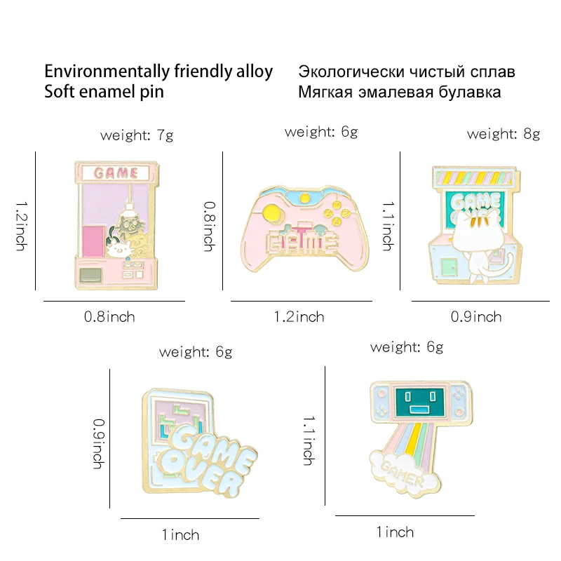 

Pink girl game console Enamel Lapel Pins Doll game machine Brooches Badges Fashion Cute Pins Gifts for Friends Jewelry Wholesale