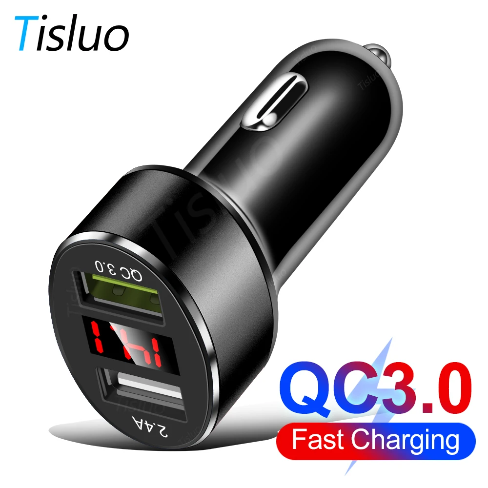 

Car Charger Quick Charge 3.0 Dual Mobile Phone Charger in Car with LED Display For iphone 11 samsung Fast Charging Car Charger