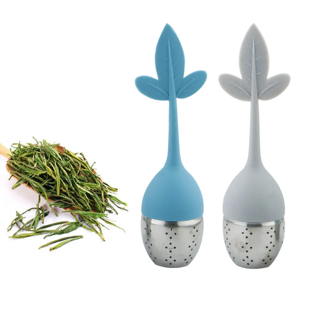 

Novelty Silicone Tea Infuser Reusable Tea Strainer Sweet Leaf with Drop Tray Tea Ball Herbal Spice Filter Tea Tools graceful