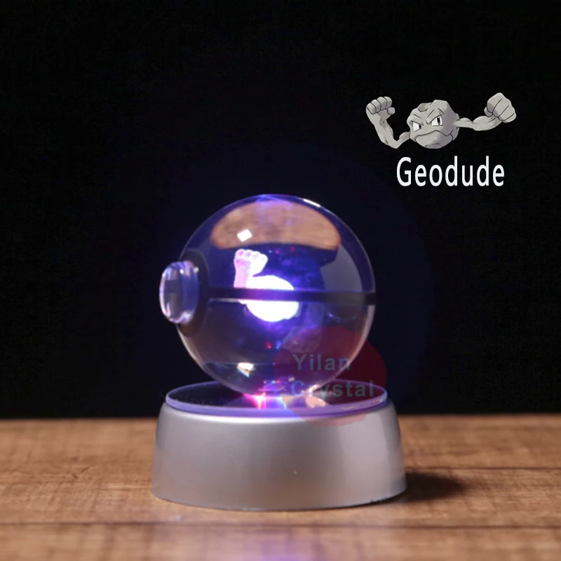 Аниме Покемон персонаж дизайн Geodude Pokeball K9 хрустальный шар со светодиодным