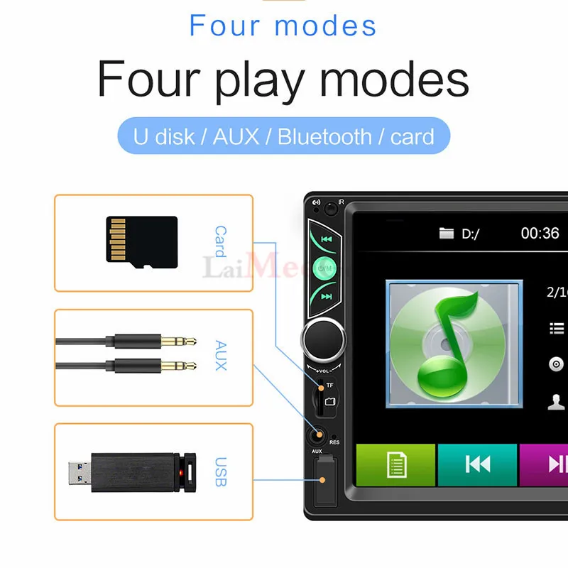 Универсальный 7-дюймовый 2 Din сенсорный автомобильный аудио FM-радио Bluetooth Mirror Link Android Iphone MP5 Мультимедиа плеер