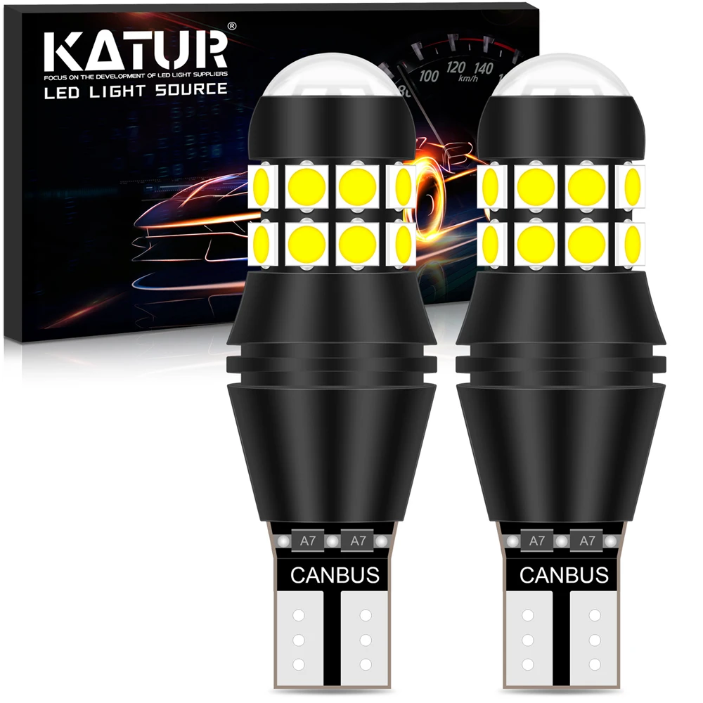 Светодиодные лампы Katur T15 W16W супер яркие для автомобилей 2 шт. CANBUS без ошибок