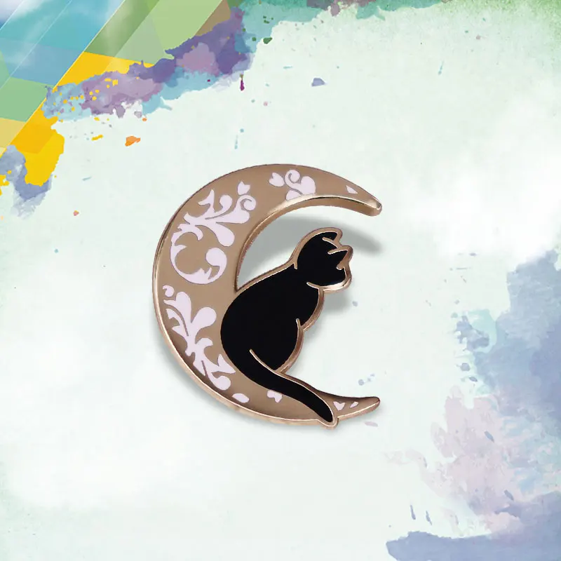 Kawaii Moon Cat Starlight Fantasy Animal Black Cats Art Brooch Kitty Hard Enamel Pin | Украшения и аксессуары