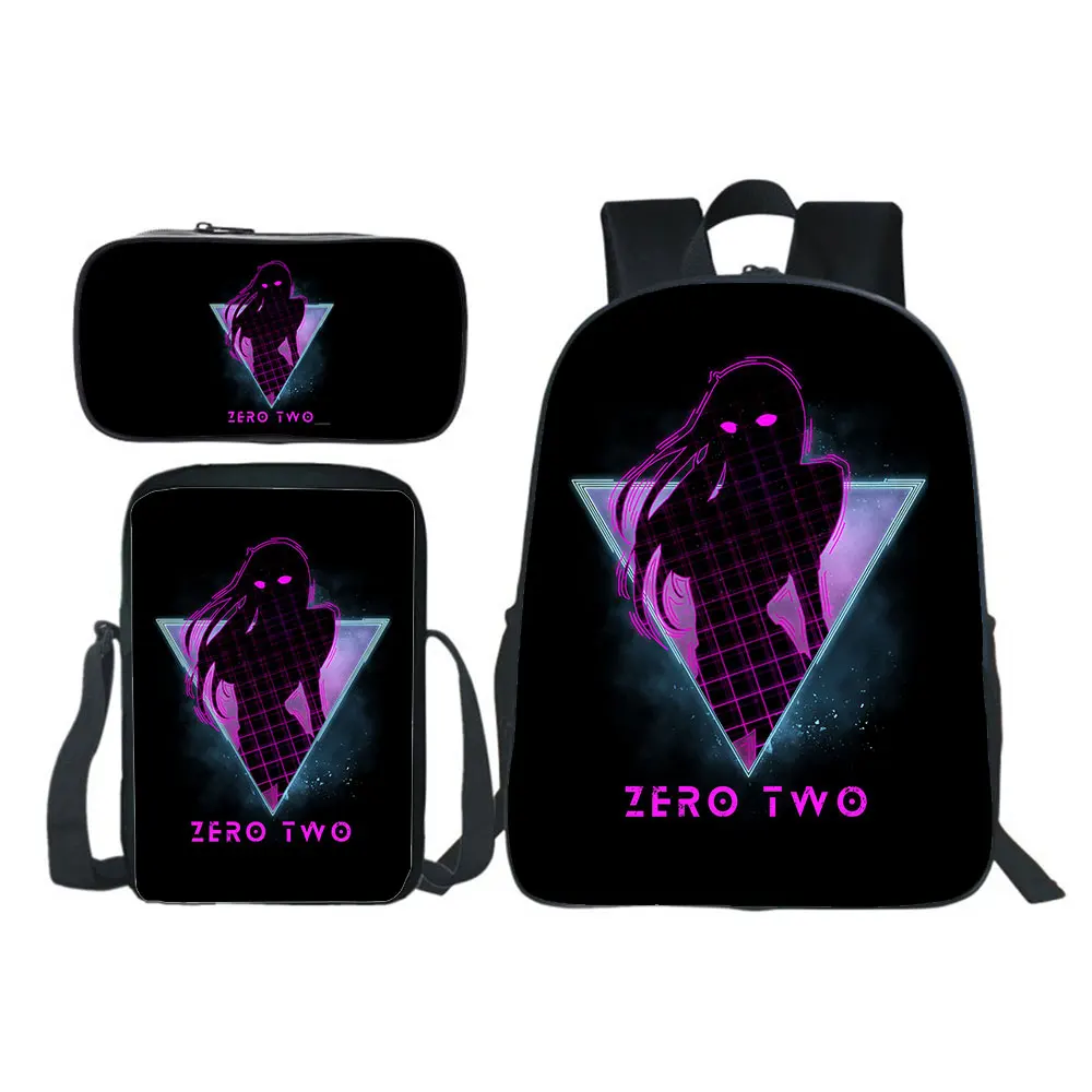 

New DARLING in the FRANXX Backpack 3pcs Set Boy Girl School Bag Teens Bookbag Kids Rucksack Gift(backpack+shouder Bag+pen Bag)