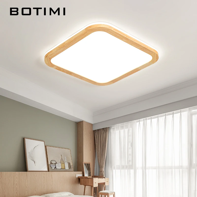 Современные Квадратные деревянные потолочные светильники для гостиной