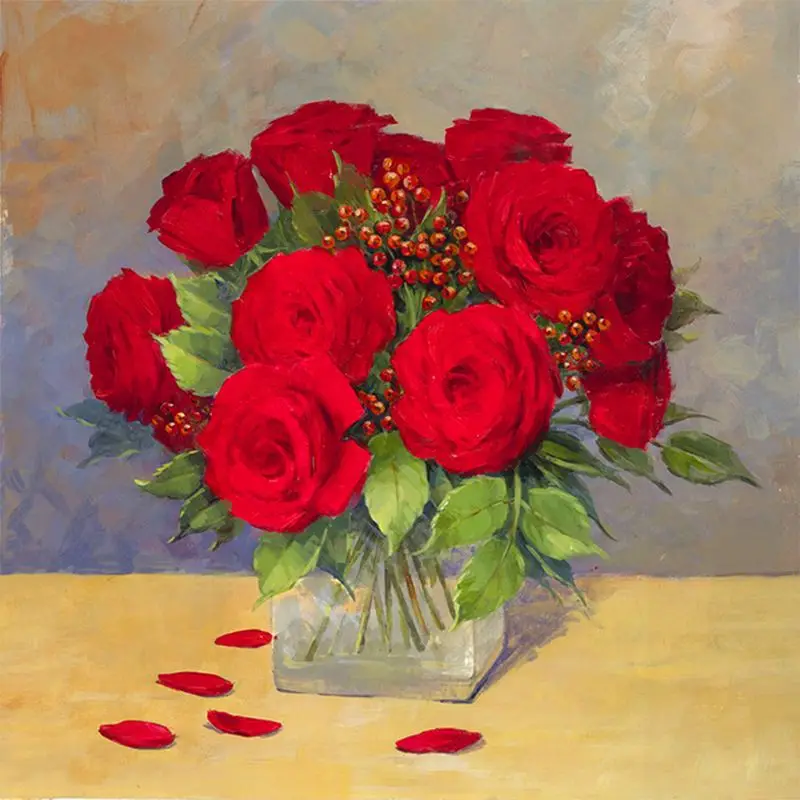 

4 Pack Rose Flowers 5D DIY Diamond Painting Kit Full Drill Rhinestone Embroidery D2TD