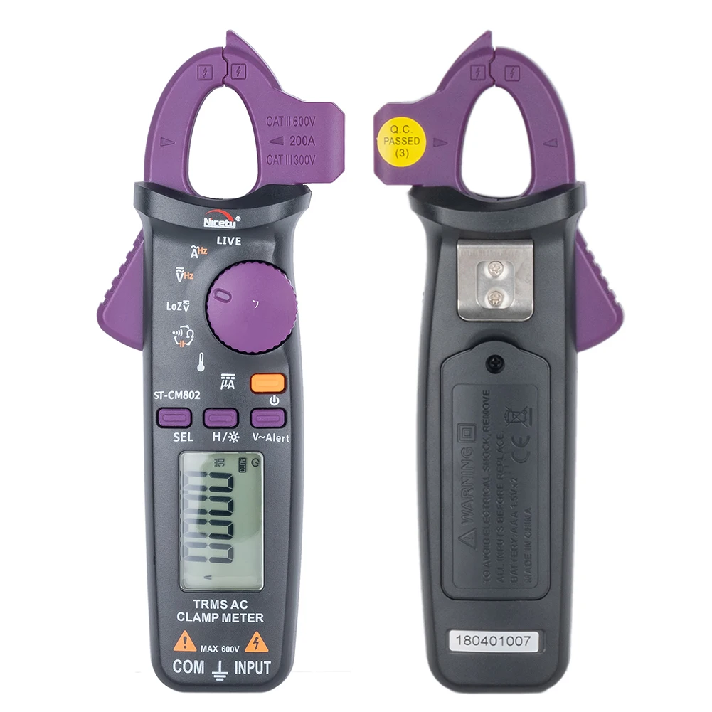 

Nicetymeter ST-CM802 True RMS 6000 Counts Digital AC DC Clamp Meter Measure Resistance Temerature Frequence Mini Clampmeter