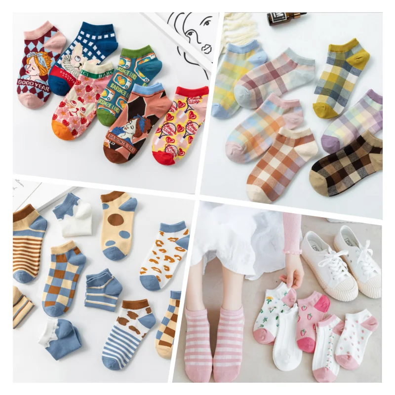 

2021 s New socks women's socks girls socks shallow mouth cotton socks Lolita short net red cat Japanese illustration