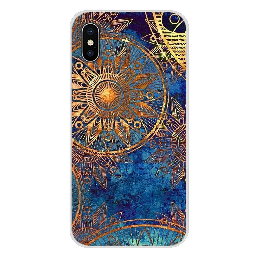Синий золотой чехол с изображением цветка мандалы мечта castcher мягкий TPU для Apple iPhone