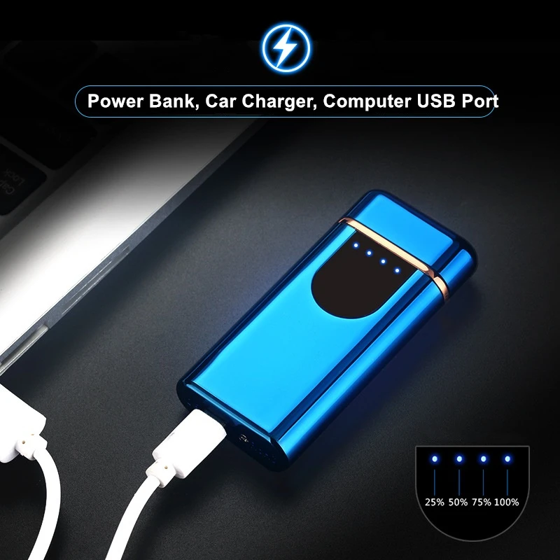 Зажигалка для сигарет с двумя дугами и защитой от отпечатков пальцев usb дисплей