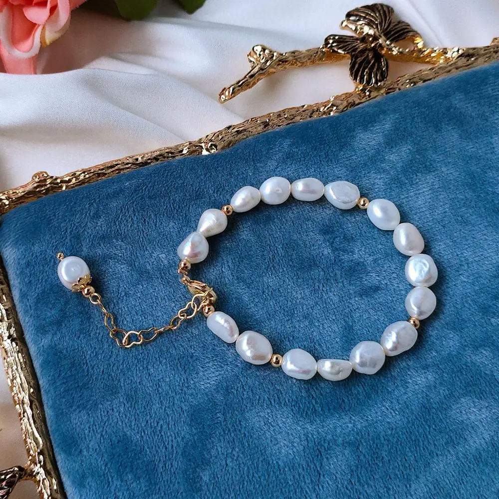 

Original Handmade 14K Gold Filled Baroque Natural Freshwater Pearl Ladies Bracelet Promotion Jewelry For Women New Year Gift